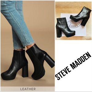 New! STEVE MADDEN Chunky Platform Leather Boots